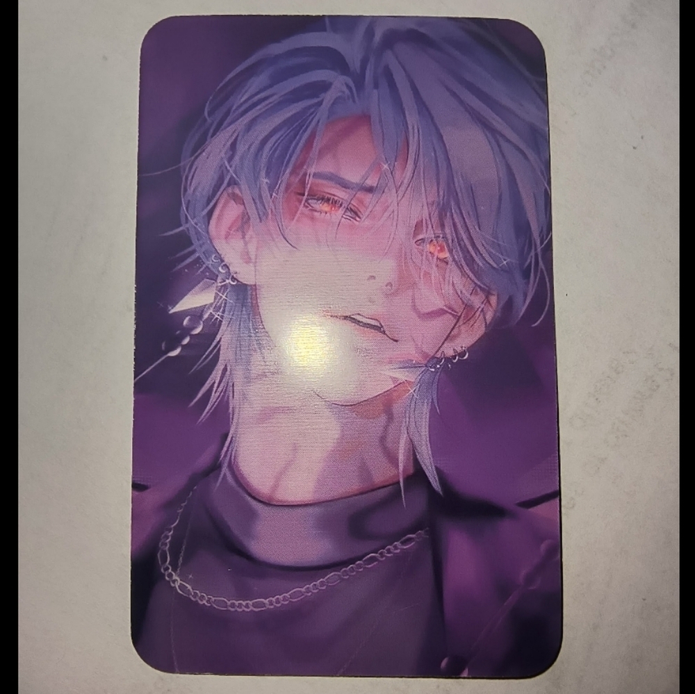 Purple Anime Art Card - Silver-Haired Character Kpop Demon Hunters